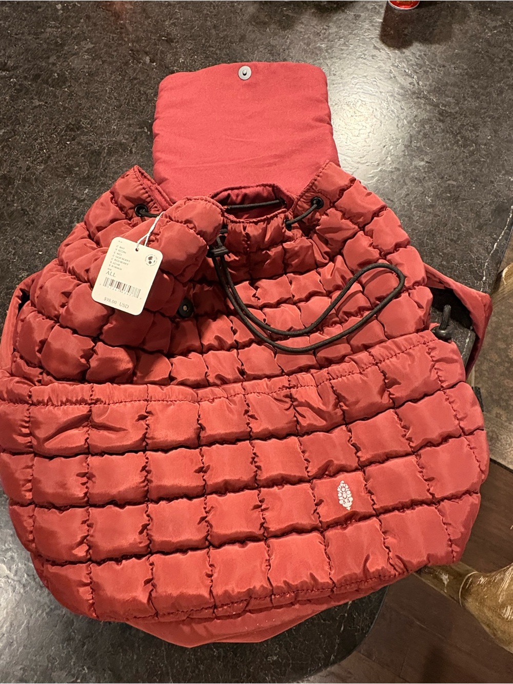 FREE PEOPLE MOVEMENT Goji Berry Red  Puffer backpack- Goji Berry